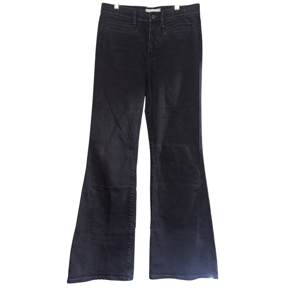 Madewell Flea‎ Market Flare Black Jeans Women's 28 Mid Rise Denim Stretch Sailor